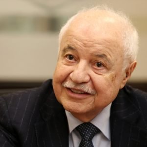Dr. Talal Abu-Ghazaleh, Chairman of Talal Abu-Ghazaleh & Co. International gestures during an interview at his office in Dubai, December 19, 2018.  Photo by Dennis B. Mallari